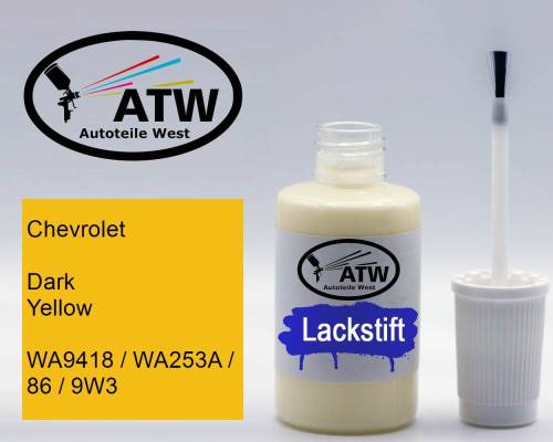 Chevrolet, Dark Yellow, WA9418 / WA253A / 86 / 9W3: 20ml Lackstift, von ATW Autoteile West.